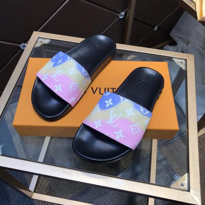 Louis Vuitton Waterfront Mules Pastel Pink And Blue Slides