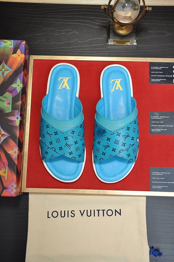 Louis Vuitton Blue Monogram Fouch Mule Slides