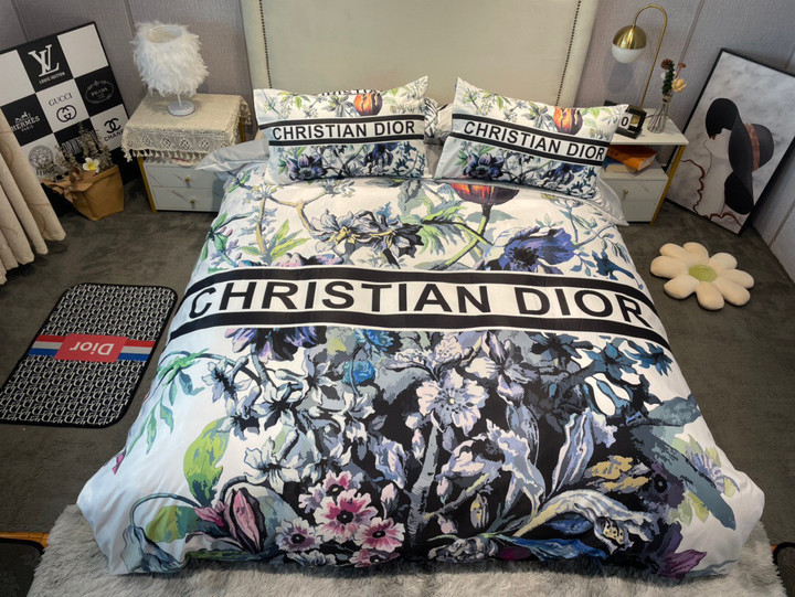 Christian Dior Water Color Flower Pattern Bedding Set