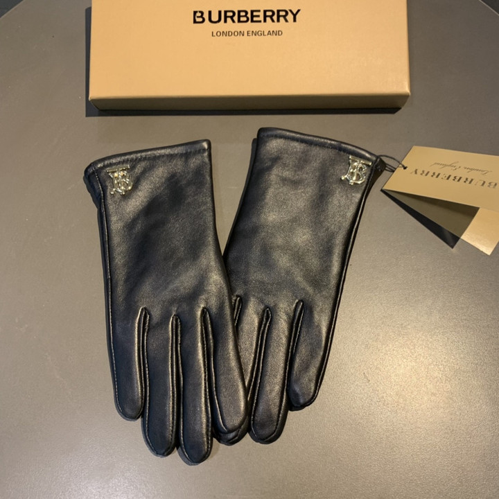 Burberry Monogram Motif Iconic Metal Leather Gloves