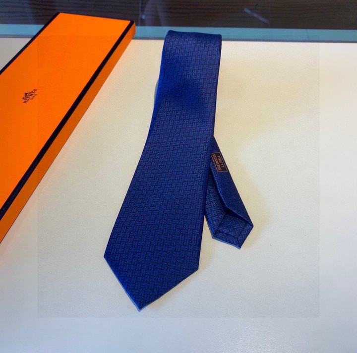 Hermes Faconnee H 24 Necktie Cravatta In Royal Blue