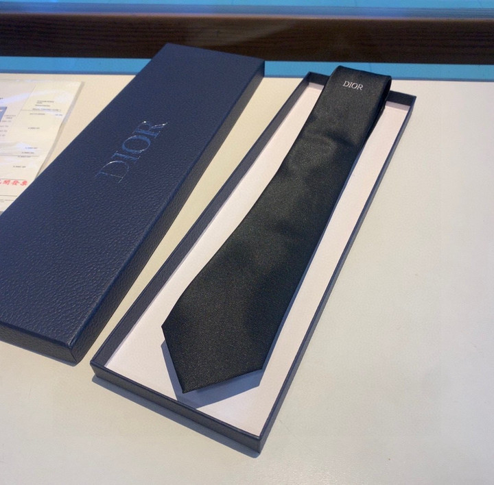Dior Black Necktie Caravatta With Dior Text Pattern