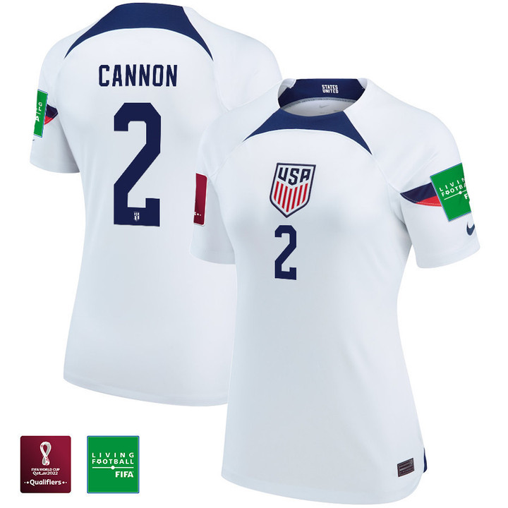 USA National Team FIFA World Cup Qatar 2022 Patch Reggie Cannon #2 Home Women Jersey