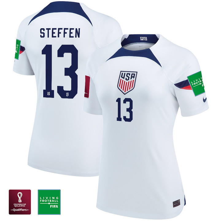 USA National Team FIFA World Cup Qatar 2022 Patch Zack Steffen #13 Home Women Jersey