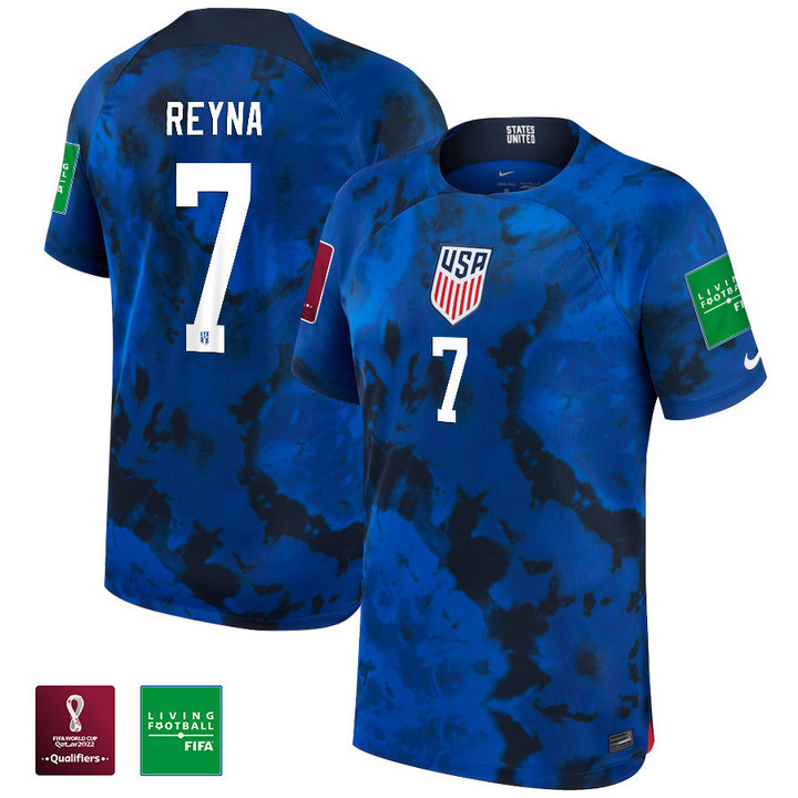 USA National Team FIFA World Cup Qatar 2022 Patch Giovanni Reyna #7 - Away Youth Jersey