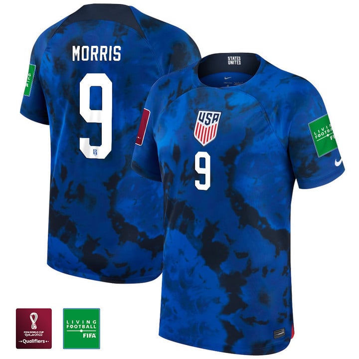 USA National Team FIFA World Cup Qatar 2022 Patch Jordan Morris #9 - Away Youth Jersey