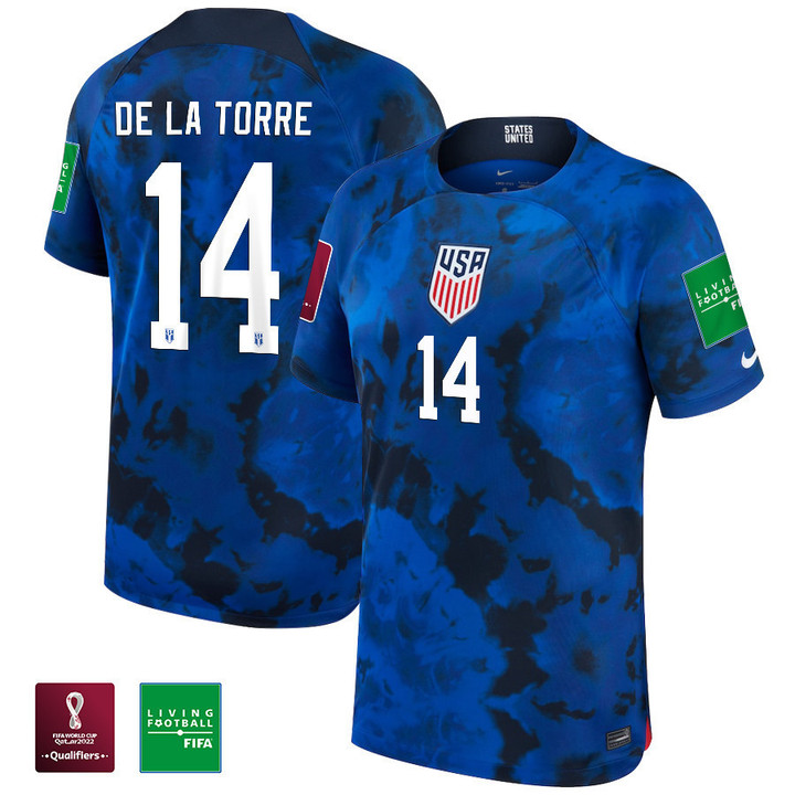 USA National Team FIFA World Cup Qatar 2022 Patch Luca De La Torre #14 - Away Youth Jersey