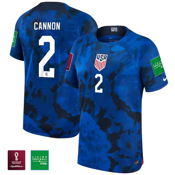 USA National Team FIFA World Cup Qatar 2022 Patch Reggie Cannon #2 - Away Youth Jersey
