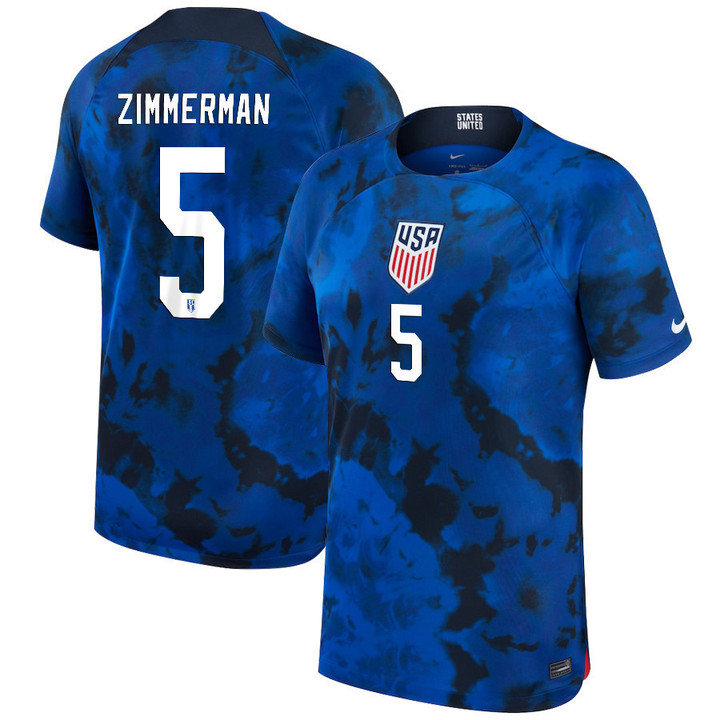 USA National Team 2022-23 Qatar World Cup Zimmerman #5 Away Youth Jersey
