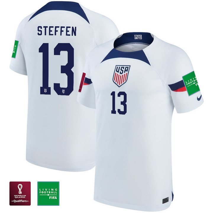 USA National Team FIFA World Cup Qatar 2022 Patch Zack Steffen #13 - Home Youth Jersey