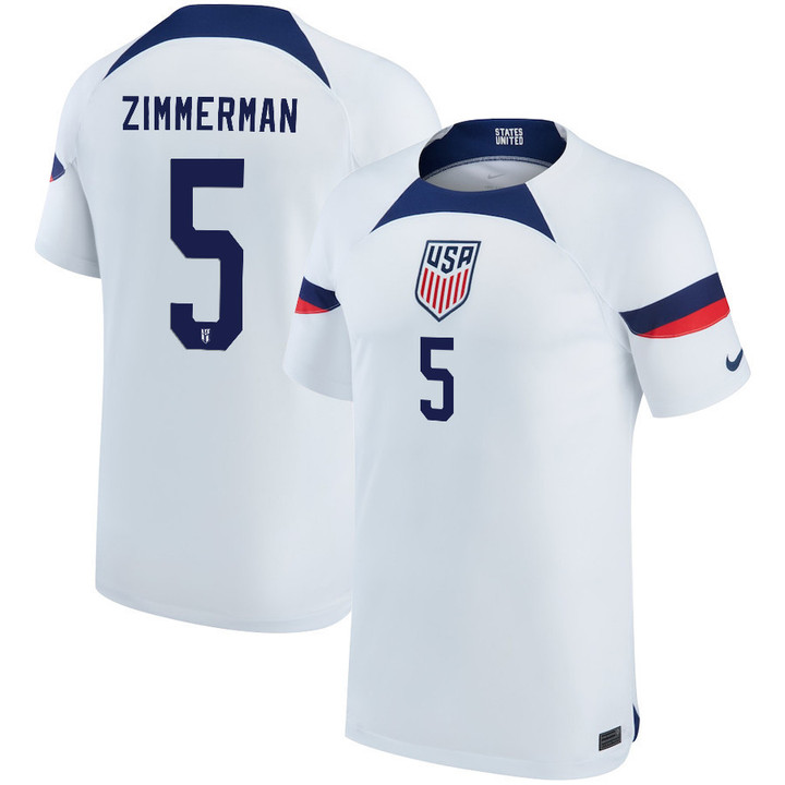 USA National Team 2022-23 Qatar World Cup Zimmerman #5 Home Youth Jersey