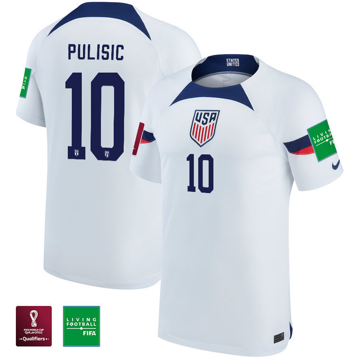 USA National Team FIFA World Cup Qatar 2022 Patch Christian Pulisic #10 - Home Youth Jersey