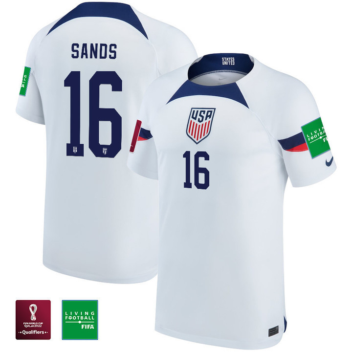 USA National Team FIFA World Cup Qatar 2022 Patch James Sands #16 - Home Youth Jersey