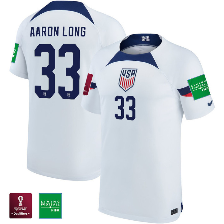USA National Team FIFA World Cup Qatar 2022 Patch Aaron Long #33 Home Men Jersey