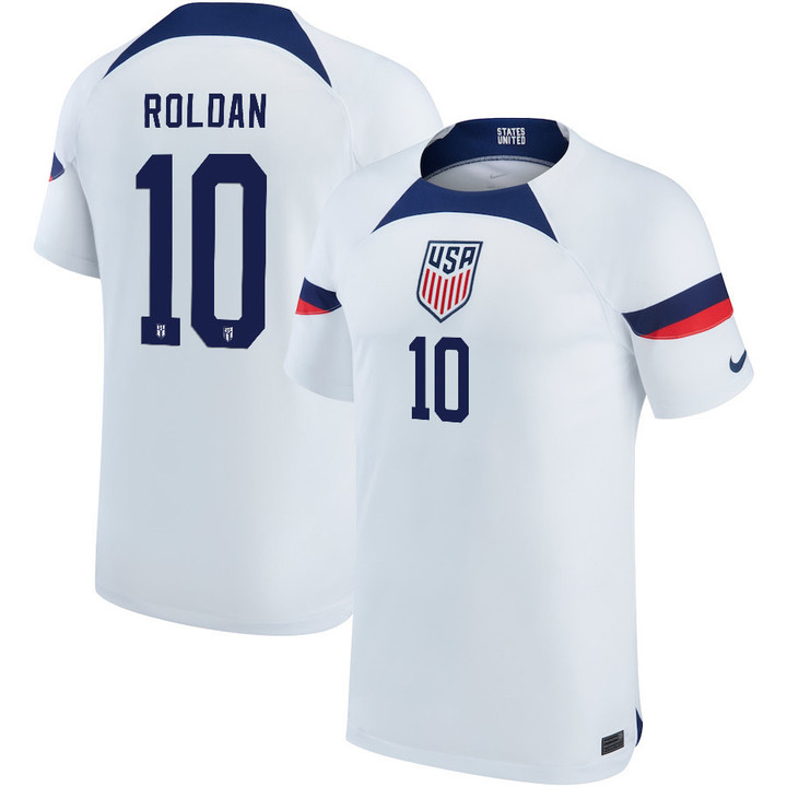 USA National Team 2022-23 Qatar World Cup Cristian Roldan #10 Home Men Jersey - White