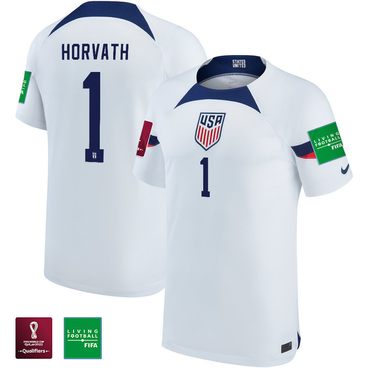 USA National Team FIFA World Cup Qatar 2022 Patch Ethan Horvath #1 Home Men Jersey
