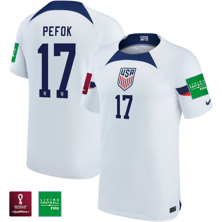 USA National Team FIFA World Cup Qatar 2022 Patch Jordan Pefok #17 Home Men Jersey