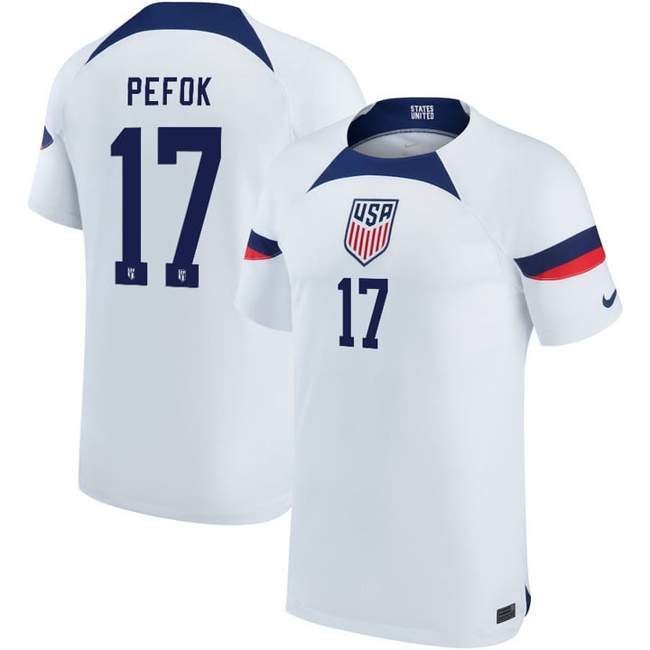 USA National Team 2022-23 Qatar World Cup Jordan Pefok #17 Home Men Jersey - White