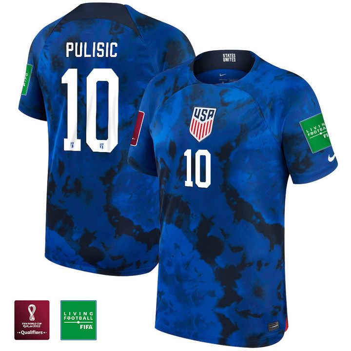 USA National Team FIFA World Cup Qatar 2022 Patch Christian Pulisic #10 Men Jersey - Away