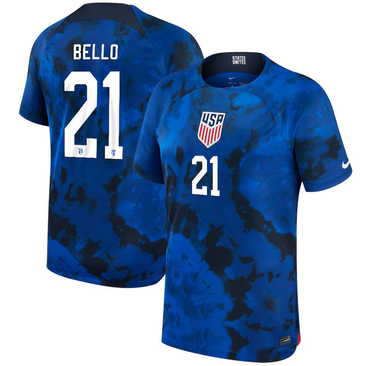 USA National Team 2022-23 Qatar World Cup George Bello #21 Away Men Jersey