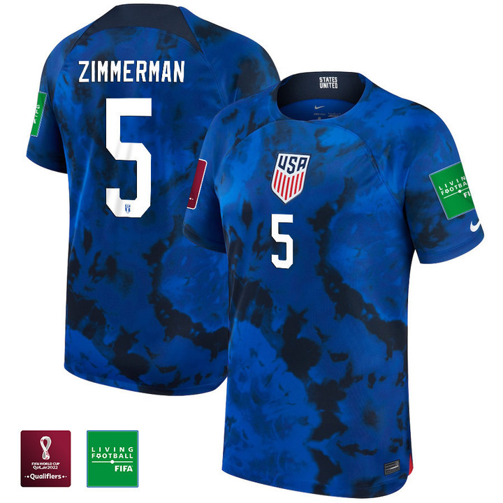 USA National Team FIFA World Cup Qatar 2022 Patch Walker Zimmerman #5 Home Men Jersey