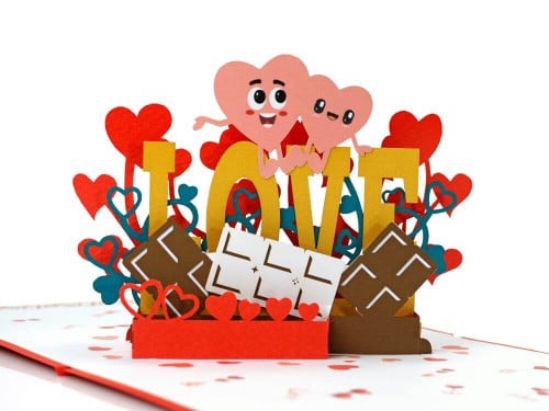 Two Hearts with Love 3D Popup Card