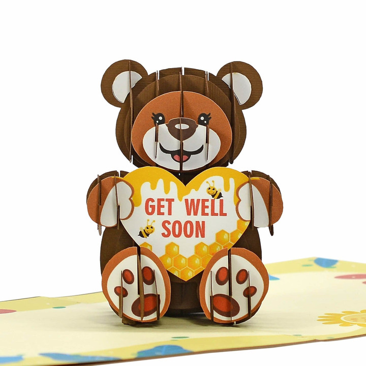 Get Well Teddy Bear pop up 3d card