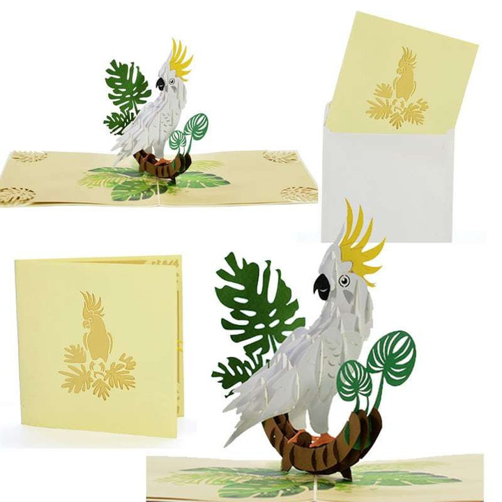 White Parrot (Cockatoo) DIY 3D Pop Up Card Kit