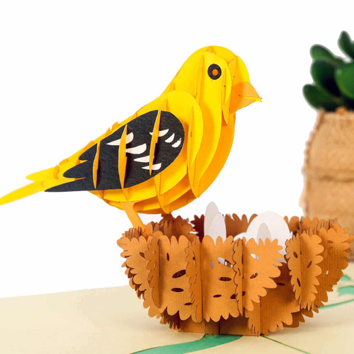 Yellow Grosbeak Bird Pop Up Card