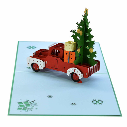 Car Pine Christmas Pop Up Card