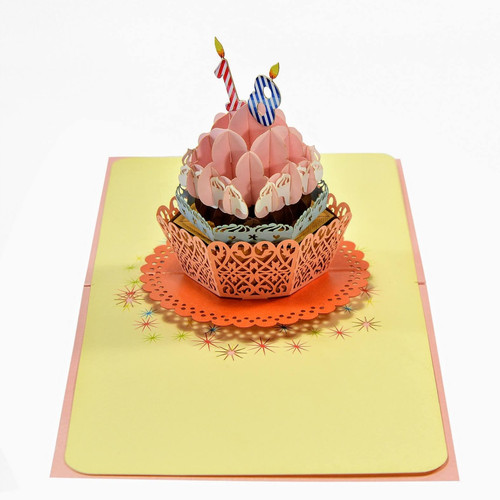 Sweet Pink Birthday Cupcake 3D Pop Up Card