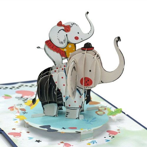 3D Greeting Pop up Cards for Birthday (Girl Elephant)