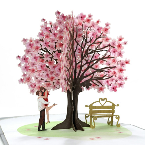 Cherry and Couple 3D Pop Up Card for Wedding or Valentines