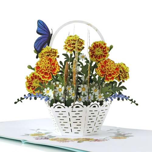 Yellow Carnation 3D Greeting Popup Card Flower for Mother's Day