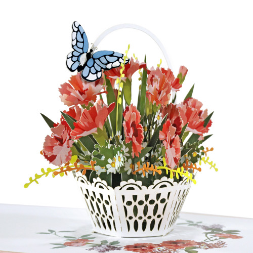 Carnation 3D Greeting Popup Card Flower for Mother's Day - V2