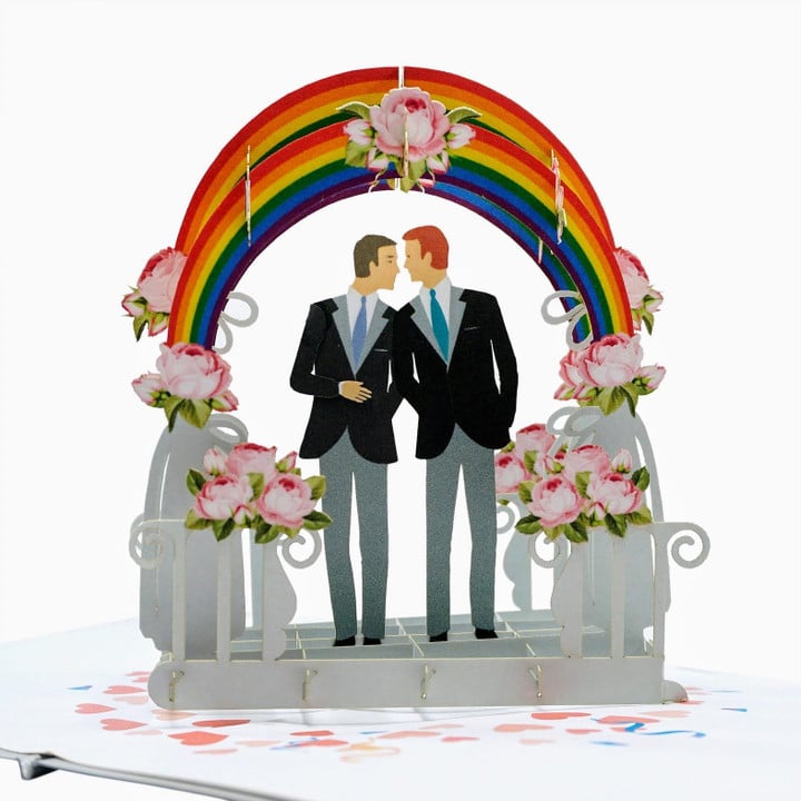Wedding Couple Love Same Sex Male 3D Pop Up Card