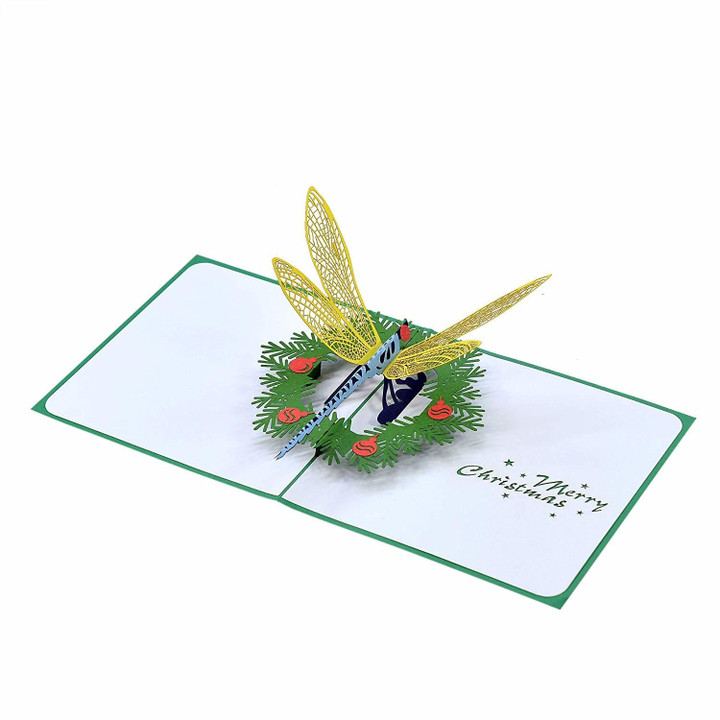 Christmas dragonfly pop up card