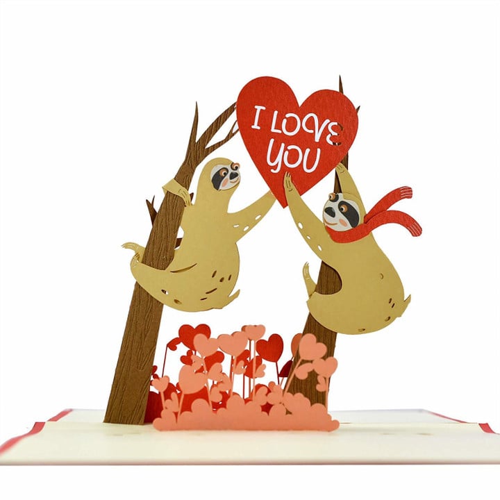 sloth couple i love you 3d pop up valentine card