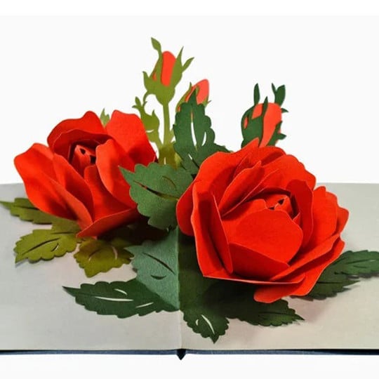 Rose 3D cut popup card