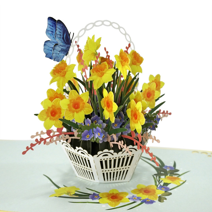 Daffodil Greeting Cards Popup 3D for Birthday and Mother's Day - V2