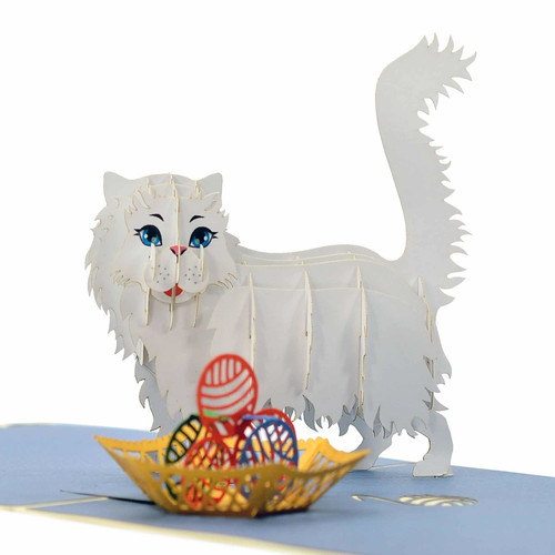 White Cat Pop Up Card