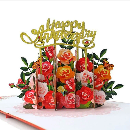 Happy Anniversary Flowers 3D Pop Up Card