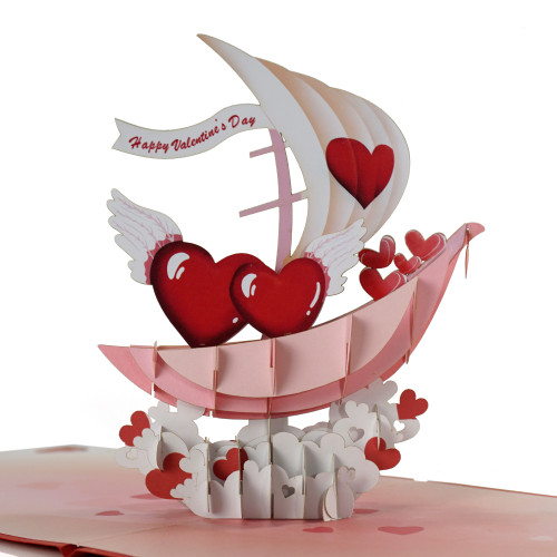 Romantic 3D Love Boat Cards Pop Up for Valentine