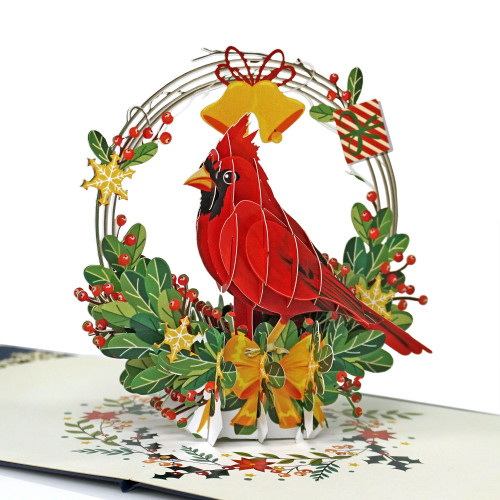 Cardinal Bird Christmas 3D popup card