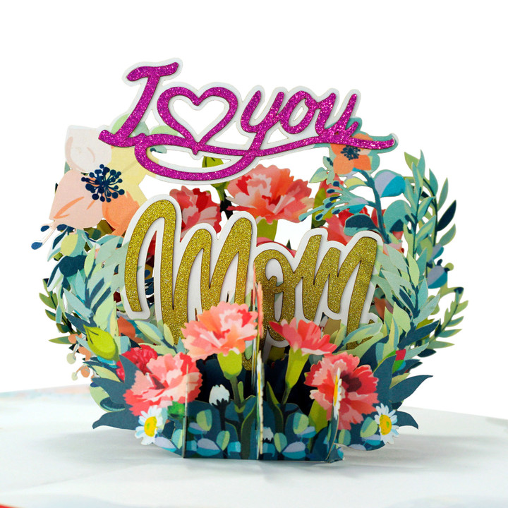 I Love Mom Mother's Day Flower Greeting Popup Cards