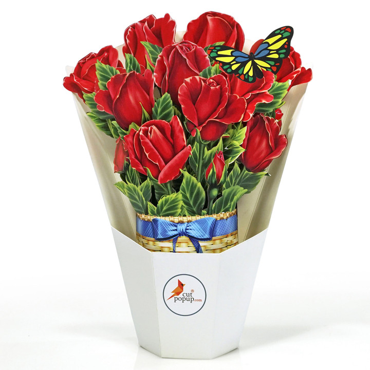 Rose Bouquet 3D Pop-up Card Flower