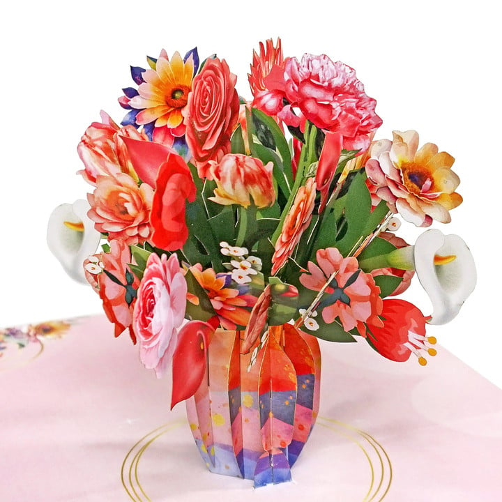 Pot mix Flower 3D popup greeting card