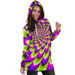 Green Expansion Moving Optical Illusion Hoodie Dress
