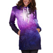 Purple Starfield Galaxy Space Print Hoodie Dress