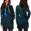 Dark Green Galaxy Space Print Hoodie Dress